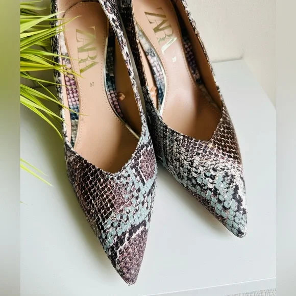 Zara | Embossed Leather Snake Bronze/Blue Pattern - Picture 12 of 16